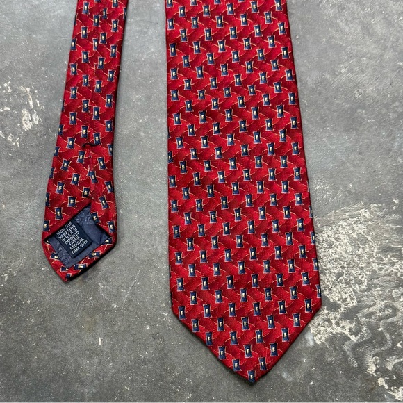 Vintage Roundtree & Yorke 100% Silk Tie Hand Sewn USA Geometric Preppy - Picture 3 of 9